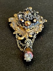 Vintage Rare Victorian style signed Maya Evangelista smoky topaz 1950-1960
