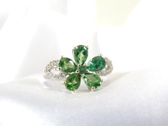 Vintage Sterling Silver Natural Irradiated Green Tourmaline Halo Ring Size 6