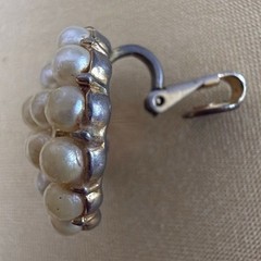 Trifari Vintage Faux Pearl Cluster Clip-on Earrings