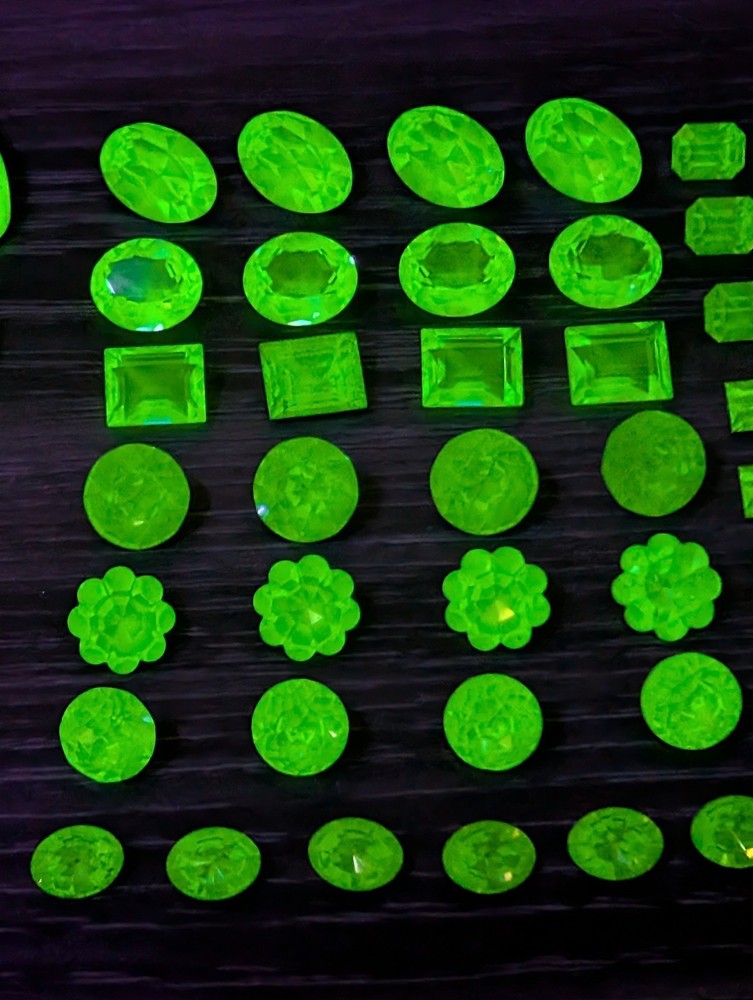 Uranium Glass Rhinestone Lot
