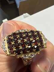 Gems en Vogue Checkerboard Cut Mozambique Garnet Cluster sz11 Ring 13.3g #JV110
