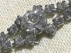 True VTG Bracelet Estate 6.25″ Clear Rhinestone 1940’s – 1950’s MCM Safety Clasp