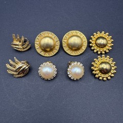 Lot of 4 Pairs Vintage Gold Tone Clip On Earrings Costume Jewelry Pearl