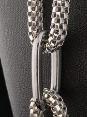 Graziano Signed Chunky Silver Tone Chain Necklace Mixed Link Statement 36″ – 39″