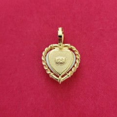 Vintage Lady Remington Heart Shaped Faux Pearl Gold Tone Pendant Cottagecore