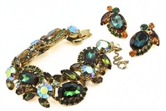 Superb JULIANA DE Delizza Elster Heliotrope Green Fall Bracelet Earrings Set
