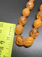 Vintage Orange Plastic Lucite Beaded 16” Necklace 6076