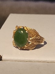 Vintage Antique 14k Gold Ring with Jade 5th generation owner