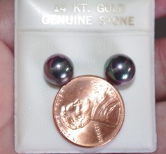Old Stock 9MM Gray Majorca Round Pearl Stud Earrings