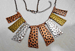 18″ Vintage Tri-color Copper Brass & Silver Tone Necklace 68.4 grams