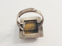 Beautiful VTG Sterling Silver with Rectangle Tiger’s Eye Ring – Adjustable