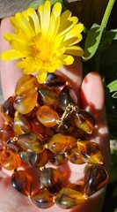 24″ Vintage Chunky Acrylic Lucite Faux Amber Beaded Necklace