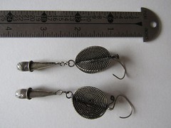 Vintage Rock Quartz Rutilated Sterling Silver Pierced Earrings