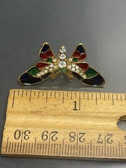 Vintage GoldTone Multicolor Enamel Pave Crystals Butterfly Post Stud Earrings
