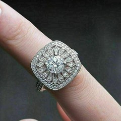 2.10Ct Art Deco Style Lab Created Diamond Anniversary 14k White Gold Finish Ring