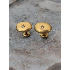 Vintage Unmarked 10k Yellow Gold Cuff Links with Tiny Starburst Accent Stones