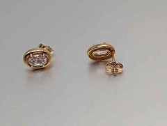 14K Yellow Gold 5×4 mm Oval Cubic Zirconia Stud Earrings 14k Yellow Gold Studs M