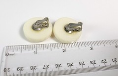 Multicolor Rhinestone Off White Thermoplastic Round Clip-on Earrings vintage