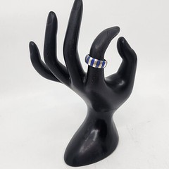 Vintage 950 Silver Mexico Lapis Lazuli Inlaid Flush Domed Ring Band Size 7