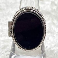 Vintage Poison Ring Black Glass Stone Locket Silver Tone Size 6.25