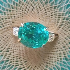 Vintage Platinum Engagement Ring 7.27ct. Blue Neon Tourmaline Oval Shape