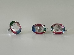 Vintage Crystal Rainbow 835 Silver Screw Back Earrings and Adjustable Ring