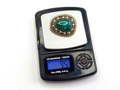 Rare Vtg Handmade Israel Sterling Silver Pearls Green Chrysocolla Brooch Pendant