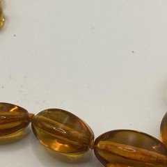 Vintage Amber Brown Glass Beaded Necklace 32 In Oval Graduated Beaded Strand