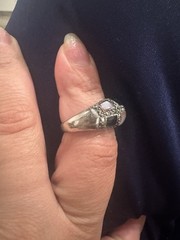 Vintage Sterling Silver Ring Cubic Zirconia Onyx Mother Of Pearl Size 7 A2