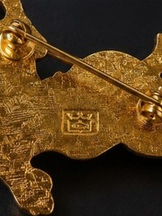 Vintage Fish Fine Enamels Reindeer Brooch White Enamel Gold Tone Christmas Pin