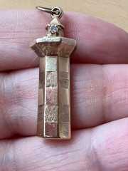 VINTAGE 14K GOLD DIAMOND LIGHTHOUSE CHARM PENDANT SOLID CUSTOM MADE NAUTICAL