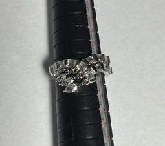 Vtg Ross Simons Sterling Silver White CZ Stone Dangle Charm 925 Ring Size 6
