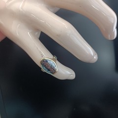 Vintage Silver Niello Ring Oval Floral Gold Frame Russian 875 Soviet Men Women