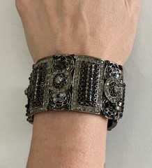 Cookie Lee Cuff With Faceted Black Crystals Vintage