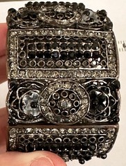 Cookie Lee Cuff With Faceted Black Crystals Vintage