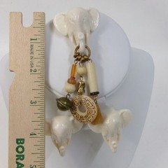 Vintage Elephant Dangle Brooch & Clip On Earrings Jewelry Set