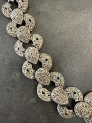 Vintage Silver Toned Necklace with Marcasite Stones Antique 20”
