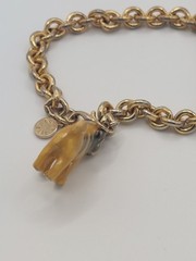 Vintage Bracelet Erwin Pearl Enamel Bulldog Pug Charm Dog Classic Luxury 90s