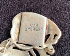 Vintage Siam Sterling Silver Niello Bracelet Thai Goddess Dancers Panel 7”; 22g