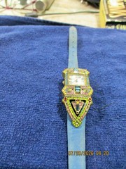 Vintage Heidi Daus Art Deco Style Swarovski Crystal Bronze Tone Quartz Watch