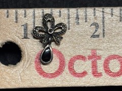 A Pair Of Vintage 925 Sterling Silver Dangle Earrings Black Rhinestones 2.9g