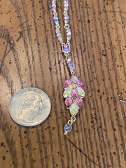 Vtg VCLM Victorian multi Stone Necklace Set W Earrings Gold Tone Quality Pink