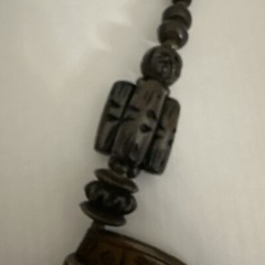 Vintage African Necklace Handcarved Horn Beads, Antique