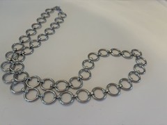 Vintage Long Silver Circle Necklace