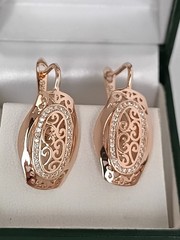 Vintage 1990-s 14 Ct Rolled Gold Zircons Earrings-Hallmarked 585 RG