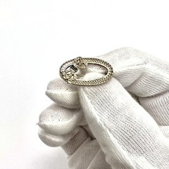Vintage 14K Solid White Gold Sapphire Bow Filigree Pin Brooch 1” 2.03 Grams
