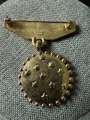 Vintage Trifari Brooch Club Metal Enamel Pin Red White Blue Career Gold Tone