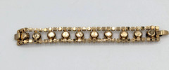 Vintage Cognac Brown Yellow Rhinestone Link Bracelet MCM Glass Crystals 7″