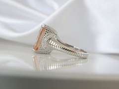 Vintage Sterling Silver 925 Large Champagne Gemstone Cable Ring Size 7