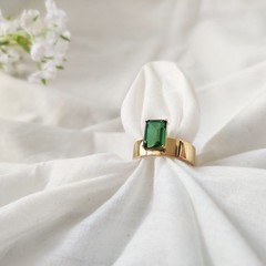 925 silver emerald ring vintage antique Handmade Size 7